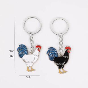 Chicken Rooster Key Chain 黑公鸡钥匙扣白鸡挂件钥匙圈饰品