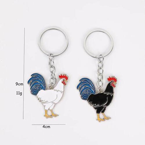 Chicken Rooster Key Chain 黑公鸡钥匙扣白鸡挂件钥匙圈饰品