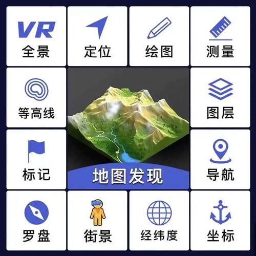 三维地图发现会员街景VR全景立体3D卫星图多种罗盘绘画等高线