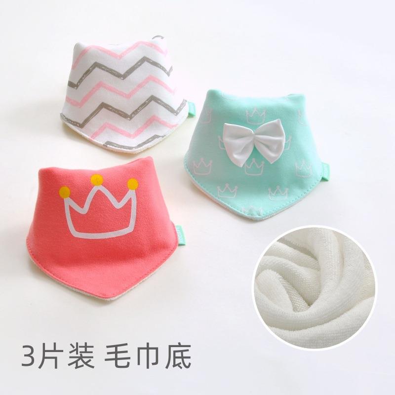 婴幼扣儿三角儿嘴童围兜围按宝宝巾纯棉口水巾/毛巾底厂家图片