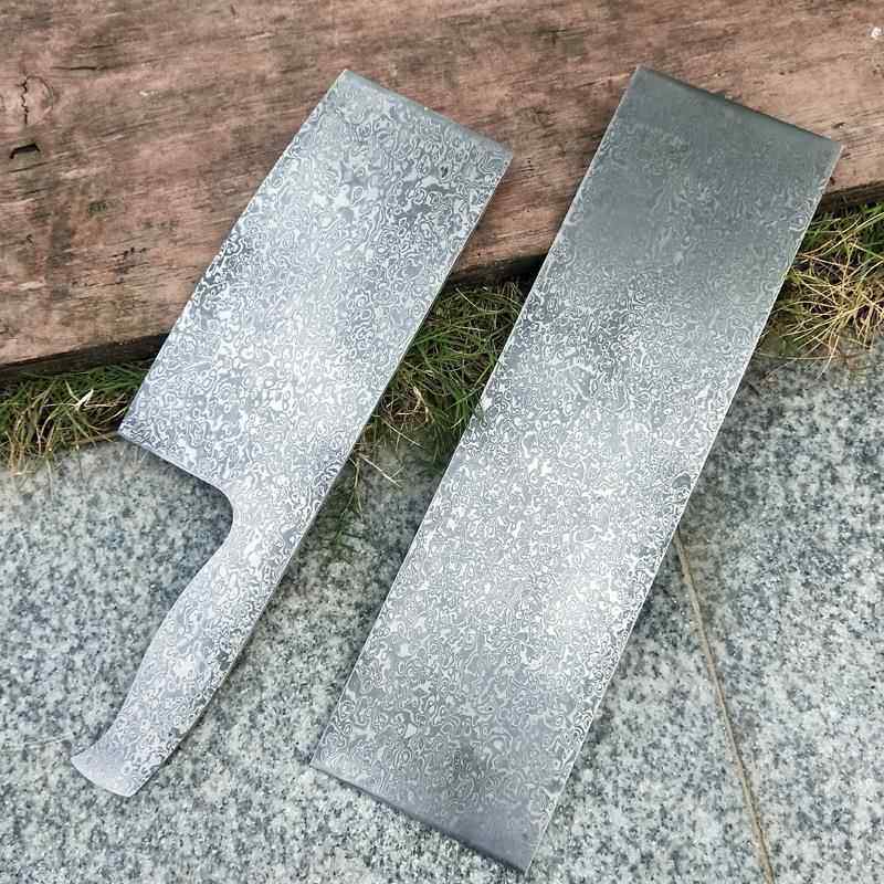 大马士革钢板钢材花纹钢刀条钢料大马士钢原料钢胚diy刀条手工刀