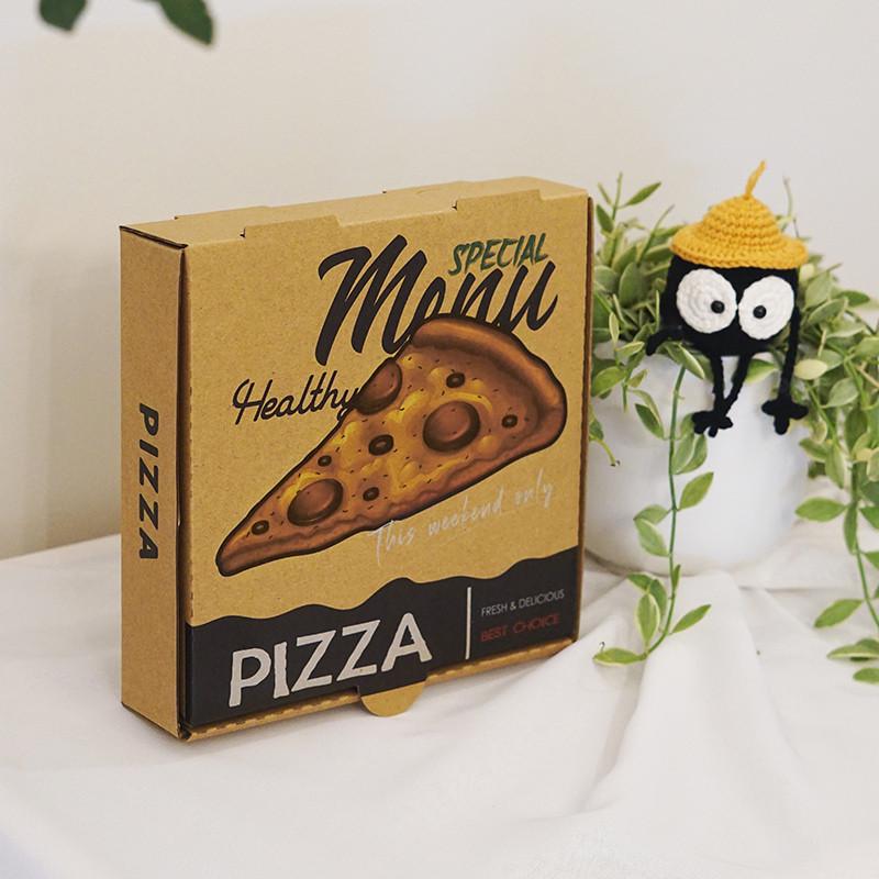 一次性瓦楞牛皮披萨打包盒pizza加厚7/8/9/10/12寸现货批发