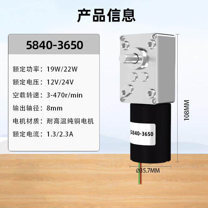 5840-3650蜗轮蜗杆直流减速电机12V调速自锁大功率无刷电机24V