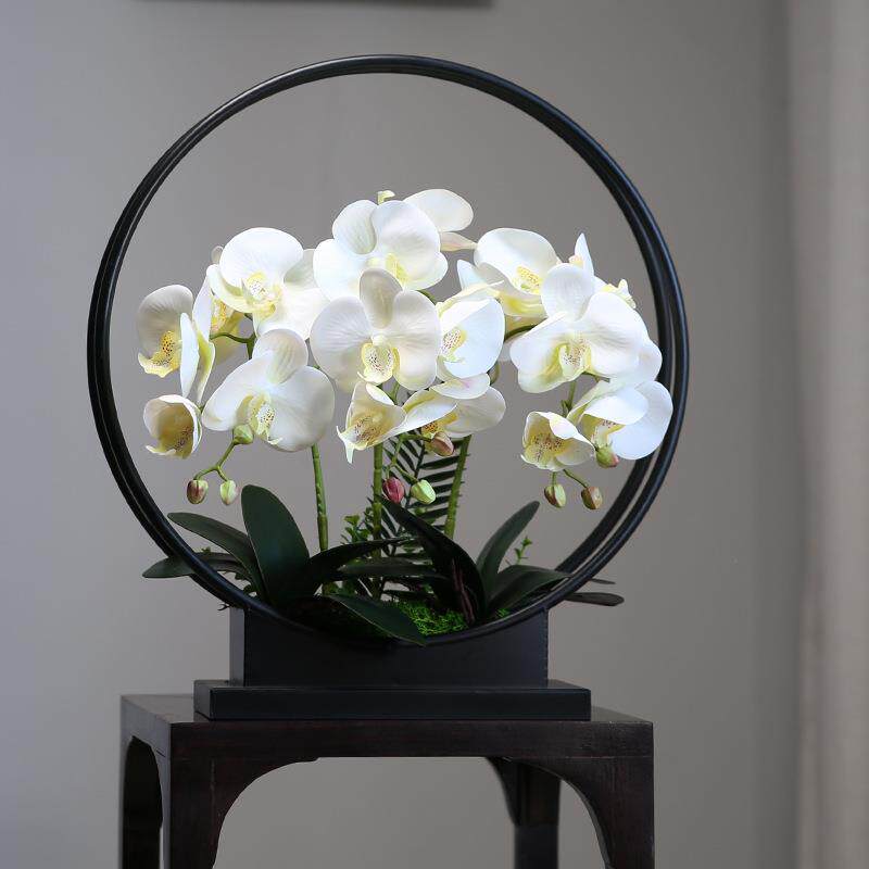 仿真花假花摆设客厅餐桌花摆花铁艺蝴蝶兰花盆栽轻奢高档花艺摆件