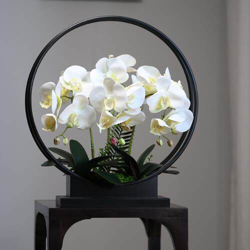 仿真花假花摆设客厅餐桌花摆花铁艺蝴蝶兰花盆栽轻奢高档花艺摆件