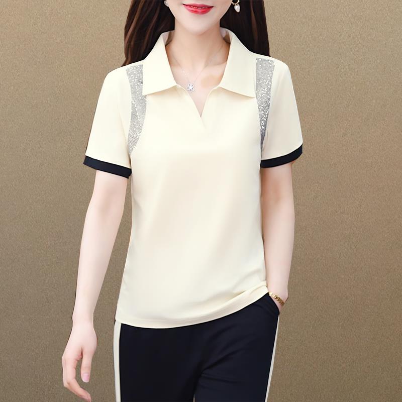 时尚运动休件闲套装夏2052女新款宽无品牌/松大码翻领短袖长裤跑