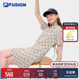 filafusion斐乐潮牌连衣裙女2024夏季polo连身，裙老花长裙子