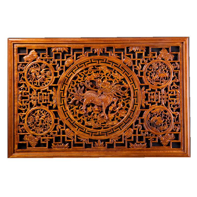 新中式大尺寸实木配电箱电源闸盒电表箱装饰画遮挡空开箱客厅挂画