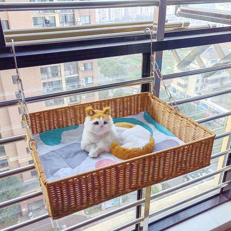 猫吊床窗户挂窝夏悬挂式猫窝吸盘玻璃晒太阳床边挂钩宠物猫咪吊篮