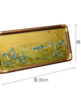 新款雕画 画摆台《千厅里江铜山》办公桌书房禅意中式 关客床头玄