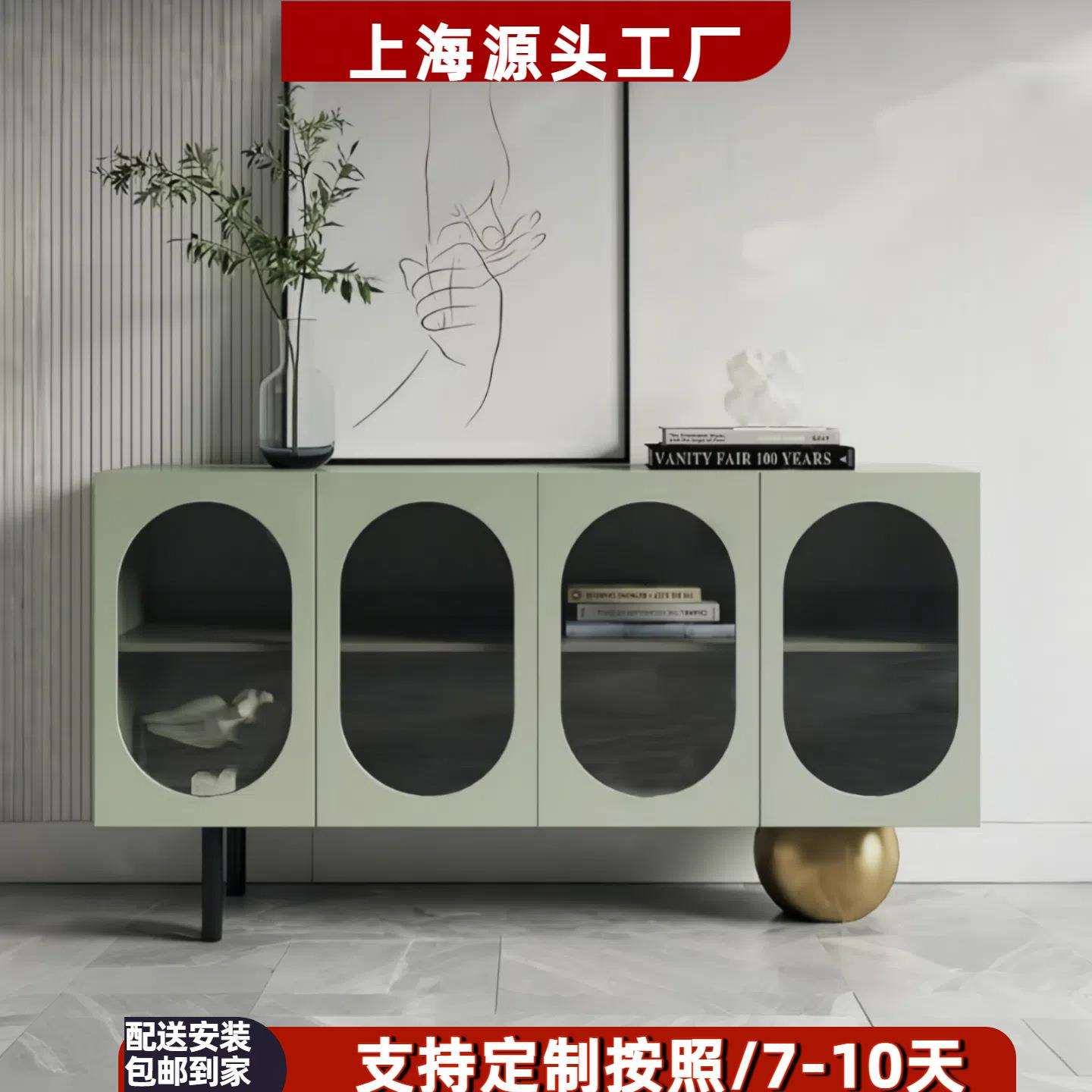 意式烤漆餐边柜入户玄关柜餐厅玻璃茶水柜酒柜多功能储物柜收纳柜