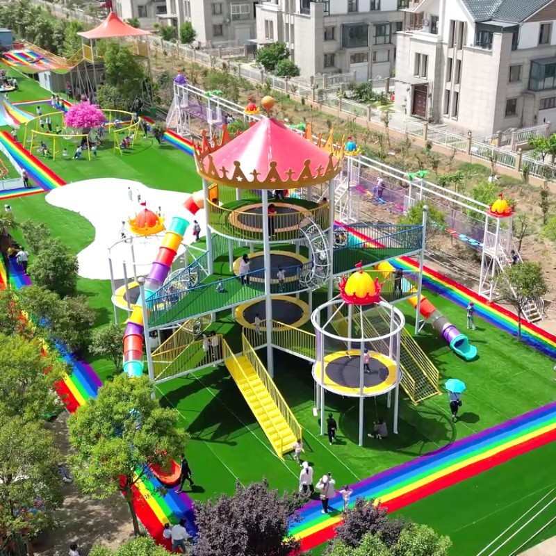 无动力游乐设备亲子游乐园组合滑梯大型户外彩虹滑道滑世界厂家