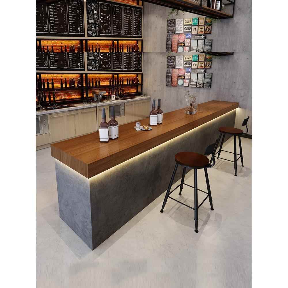 工业风酒吧吧台桌咖啡店清吧前台接待台覆古收银台转角柜台水泥灰