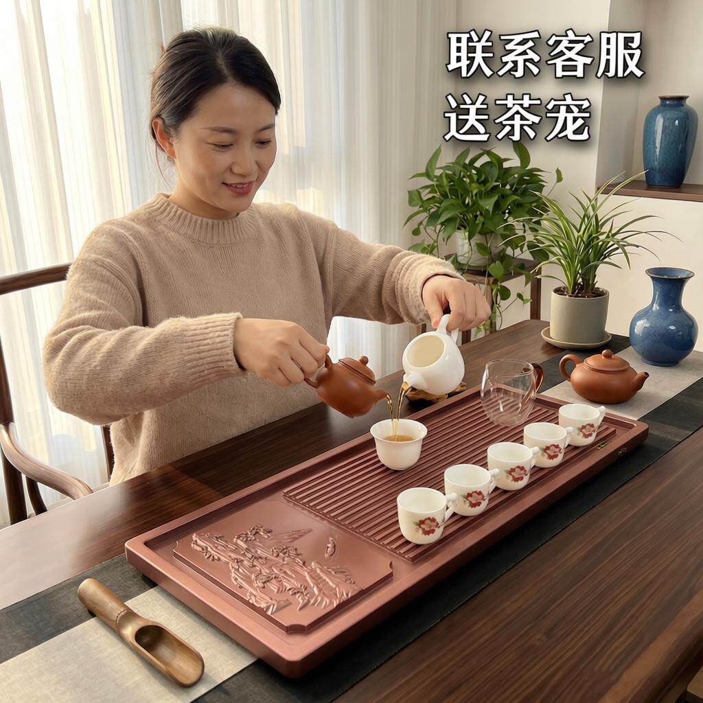 纯铝茶盘铝合金小型家用高端大气上档次干泡茶台办公室带排水茶具