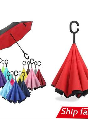 long shank double layer inverted umbrella windproof golf