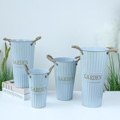 鲜花醒花桶专用铁皮花筒桶装摆件摆摊居家创意养花圆形落地花店复