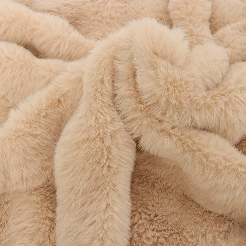 工厂现货 泡泡兔 立体剪花 泡芙绒 单面仿兔毛 服装 家纺坐垫