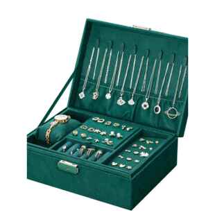 jewelry Retro layer double storagebox天鹅绒双层首饰盒 velvet