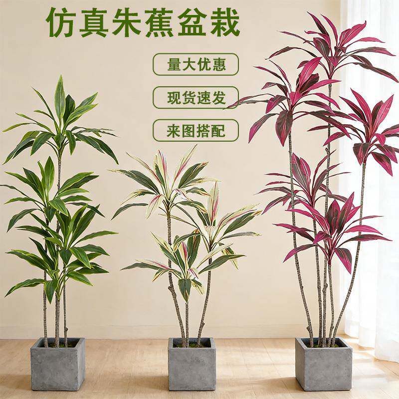轻奢仿真绿植朱蕉七彩铁树盆栽客厅办公室大型落地装饰摆件假植物