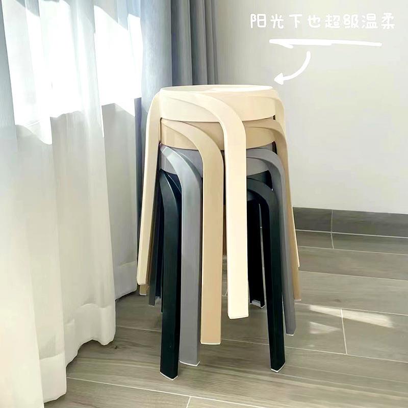 欧家佐致（收用凳子加北塑料可叠放摞圆叠餐桌板凳风车凳备用高凳