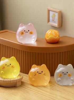 微景观莹夜光可爱表情彩色小猫创意装饰品家居桌面摆件树脂小摆件