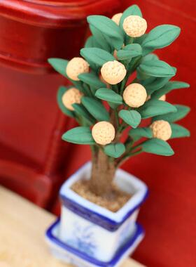 1:12娃娃屋dollhouse迷你家具微缩微缩场景摆件微缩食玩桔子树