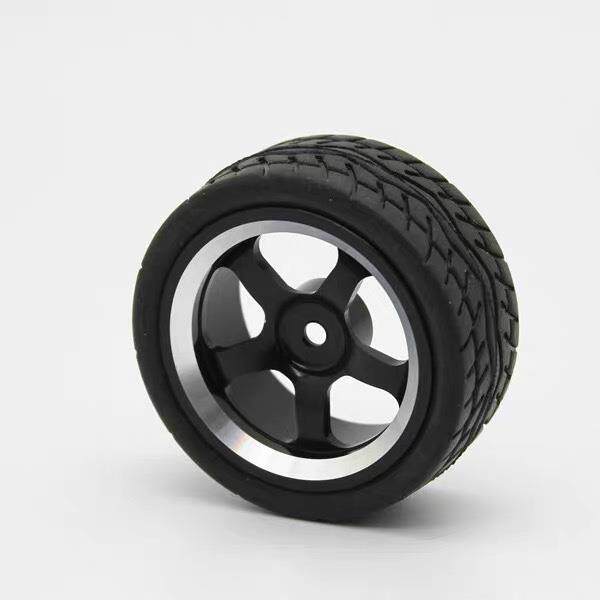 铝合金智能小车车轮 金属车轮65mm橡胶轮胎 DIY模型玩具车机器人