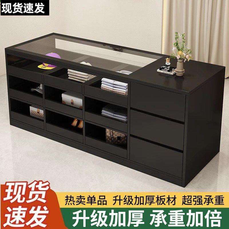 服装店中岛展示柜流水台落地式柜台玻璃展台饰品摆件柜精品陈列柜