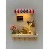 玄关壁挂式 饰架 钥匙收纳架实木免打孔入户墙上钥匙挂钩门口创意装