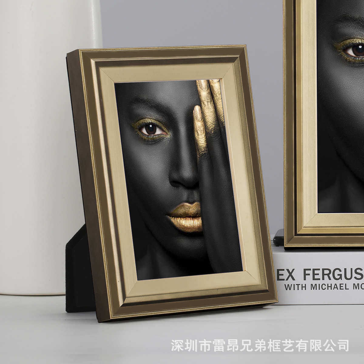 现代美式轻奢相框 高端装饰实木相框摆台 桌面装饰摆件组合包邮