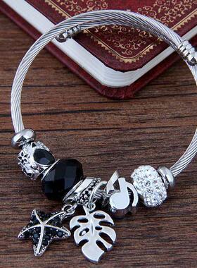 Stainless steel brlet DIY beaded crystal star five-pointed s