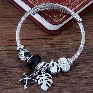 Stainless crystal pointed beaded five DIY brlet steel star