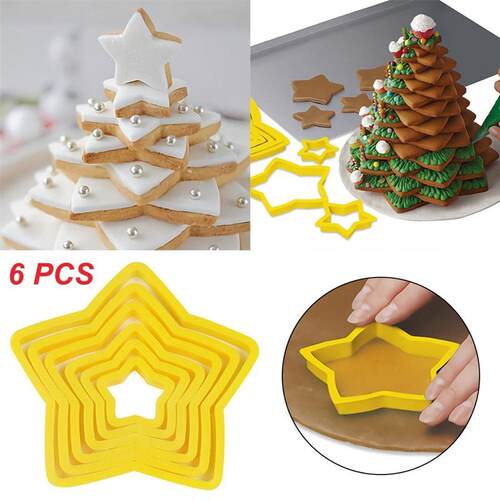 6pcs/Set Christmas Tree Cookie Cutter Mold Xmas Plastic DIY