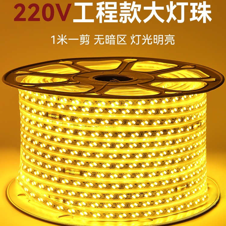 灯带led高压220v超亮户外家装吊顶氛围灯条室外防水工程照明专用