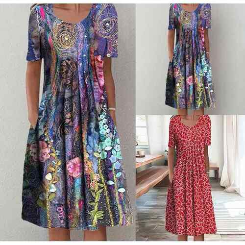Women's fashion element printed short sleeved