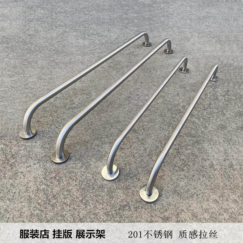 服装店上墙架子货架展示架不锈钢拉丝正挂侧挂架网红简约衣服架厚