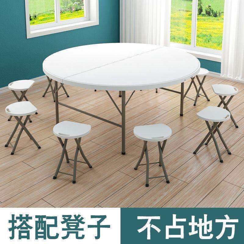 折叠圆桌餐桌家用小户型现代简约大圆桌10人桌椅组合圆形吃饭桌子