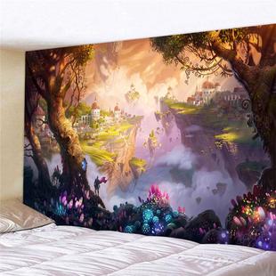 06YM超大奇幻森林床头宿舍墙壁装 饰挂毯背景布民宿遮挡挂布城堡壁
