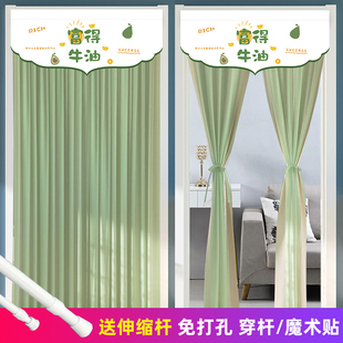 隔断帘防蚊帘卧室防偷窥魔术贴布艺门帘 免打孔家用双层纱门帘夏季