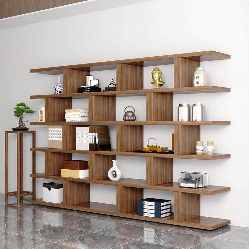 北欧简约实木落地书架展示架收纳创意客厅玄关隔断书柜现代置物架