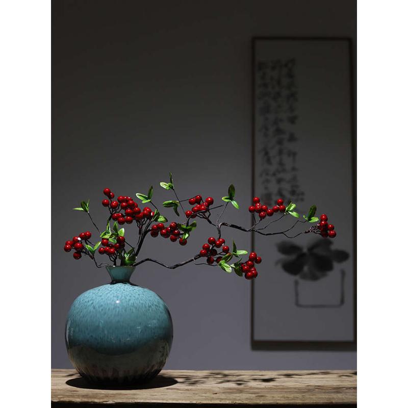复古陶瓷花瓶新中式禅意花插摆件景德镇客厅玄关桌电视柜水培假花