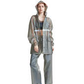 雨衣透明 外卖骑行摩托车成人套装 海翔加厚双帽檐时尚 分体雨衣雨裤