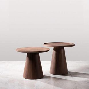 网红酒店茶几，小户型茶几简约胡桃木组合圆形北欧客厅侘寂风边几