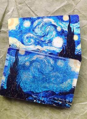 名画流麻万千星河流转于梵高星空上流沙麻将亚克力砖流沙摆件
