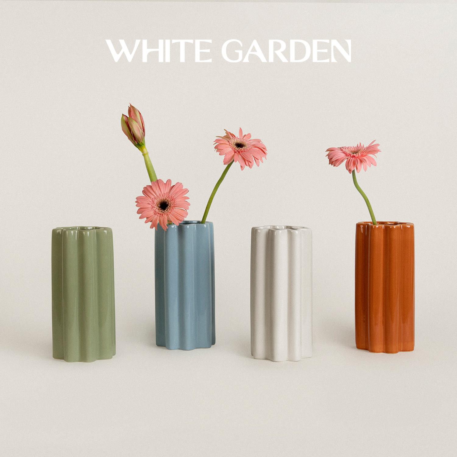 WHITE GARDEN原创居家插花陶瓷花瓶水培鲜花现代艺术高级感摆件