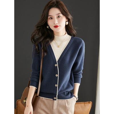 2025新款针织打底衫女士春秋冬内搭可外穿假两件上衣时尚洋气毛衣