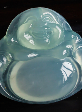 缅甸翡翠玉佛吊坠男女正品拍卖清爽干净冰润笑佛公吊坠5.54g