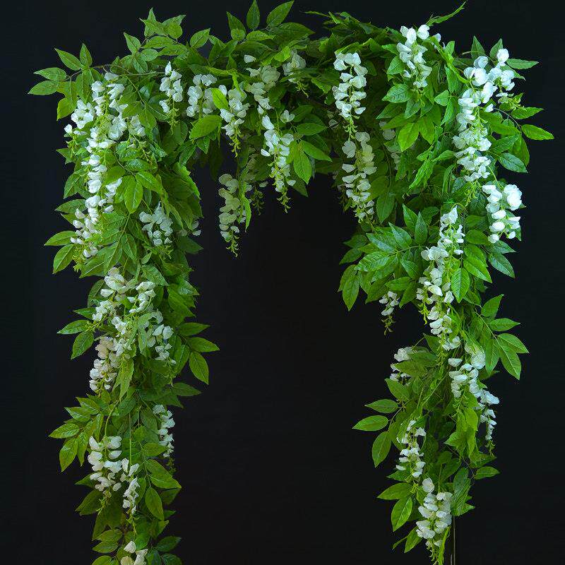 彷真紫藤花藤条吊花悬吊式天花板假花藤蔓装饰塑料花空调管道遮挡