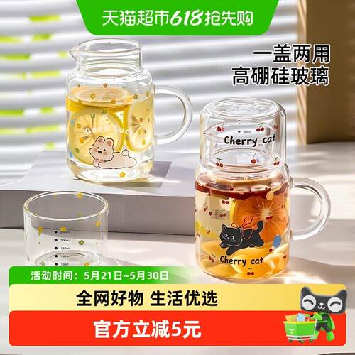 欣美雅一人饮冷水壶高硼硅玻璃耐高温大容量杯子家用办公室凉水杯