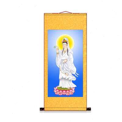送子观音画像佛像供奉家用挂像图G南海观世音图像菩萨卷轴挂